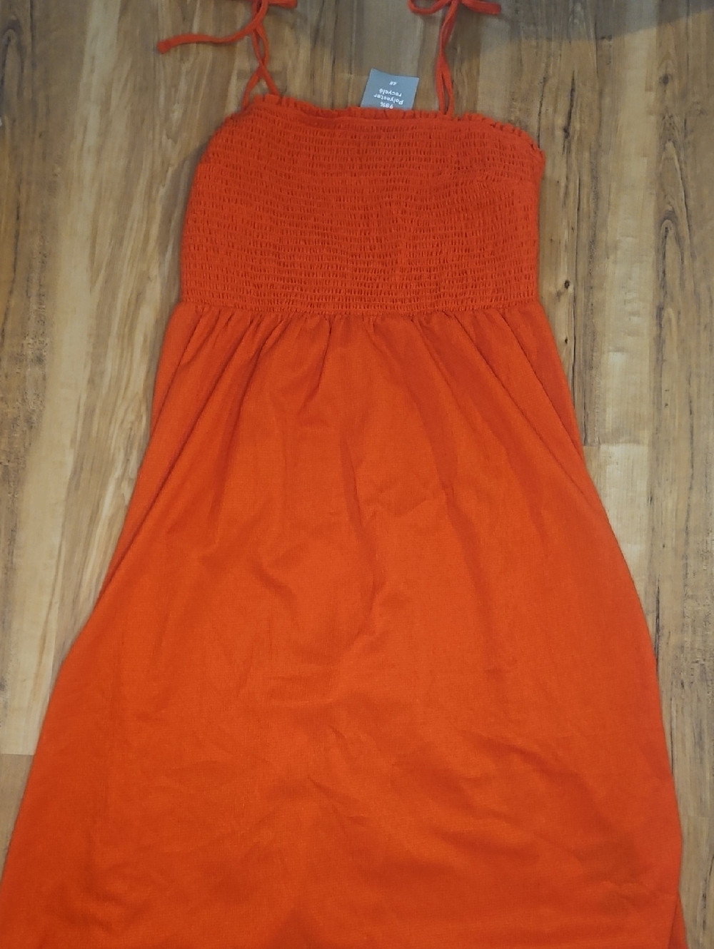 H&M Blood Orange Smocked Tank Top with Tie Straps Dress